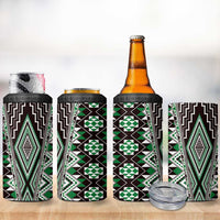 Green Aotearoa Tukutuku and Poutama Motif 4 in 1 Can Cooler Tumbler LT03 - Polynesian Pride