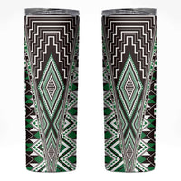 Green Aotearoa Tukutuku and Poutama Motif Skinny Tumbler LT03 Green - Polynesian Pride