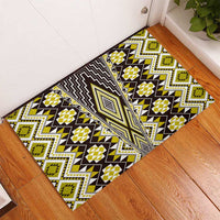 Yellow Aotearoa Tukutuku and Poutama Motif Rubber Doormat