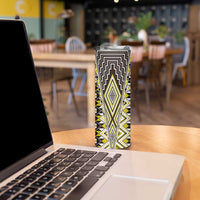 Yellow Aotearoa Tukutuku and Poutama Motif Skinny Tumbler LT03 - Polynesian Pride