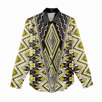 Yellow Aotearoa Tukutuku and Poutama Motif Women Casual Shirt LT03 - Polynesian Pride
