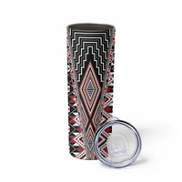 Red Aotearoa Tukutuku and Poutama Motif Skinny Tumbler LT03 - Polynesian Pride