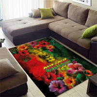 Hawaiian Reggae Area Rug Tropical Plants and Tribal Kakau Tattoo-One Love Jawaiian LT03 - Polynesian Pride