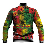 Hawaiian Reggae Baseball Jacket Tropical Plants and Tribal Kakau Tattoo-One Love Jawaiian LT03 - Polynesian Pride