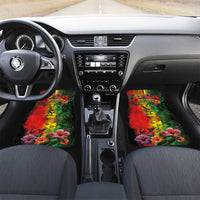 Hawaiian Reggae Car Mats Tropical Plants and Tribal Kakau Tattoo-One Love Jawaiian LT03 Set 2pcs - Front Reggae - Polynesian Pride