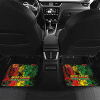 Hawaiian Reggae Car Mats Tropical Plants and Tribal Kakau Tattoo-One Love Jawaiian LT03 Set 2pcs - Back Reggae - Polynesian Pride