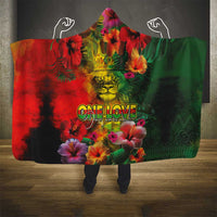 Hawaiian Reggae Hooded Blanket Tropical Plants and Tribal Kakau Tattoo-One Love Jawaiian LT03 - Polynesian Pride