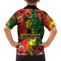 Hawaiian Reggae Kid Hawaiian Shirt Tropical Plants and Tribal Kakau Tattoo-One Love Jawaiian LT03 - Polynesian Pride