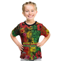 Hawaiian Reggae Kid T Shirt Tropical Plants and Tribal Kakau Tattoo-One Love Jawaiian LT03 Reggae - Polynesian Pride