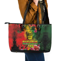 Hawaiian Reggae Leather Tote Bag Tropical Plants and Tribal Kakau Tattoo-One Love Jawaiian LT03 - Polynesian Pride