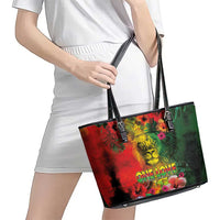 Hawaiian Reggae Leather Tote Bag Tropical Plants and Tribal Kakau Tattoo-One Love Jawaiian LT03 - Polynesian Pride