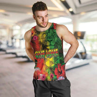 Hawaiian Reggae Men Tank Top Tropical Plants and Tribal Kakau Tattoo-One Love Jawaiian LT03 Reggae - Polynesian Pride