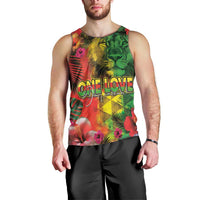 Hawaiian Reggae Men Tank Top Tropical Plants and Tribal Kakau Tattoo-One Love Jawaiian LT03 - Polynesian Pride