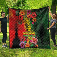 Hawaiian Reggae Quilt Tropical Plants and Tribal Kakau Tattoo-One Love Jawaiian LT03 - Polynesian Pride