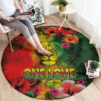 Hawaiian Reggae Round Carpet Tropical Plants and Tribal Kakau Tattoo-One Love Jawaiian LT03 - Polynesian Pride