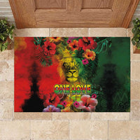 Hawaiian Reggae Rubber Doormat Tropical Plants and Tribal Kakau Tattoo-One Love Jawaiian LT03 Reggae - Polynesian Pride