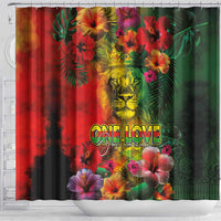 Hawaiian Reggae Shower Curtain Tropical Plants and Tribal Kakau Tattoo-One Love Jawaiian LT03 - Polynesian Pride