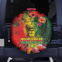 Hawaiian Reggae Spare Tire Cover Tropical Plants and Tribal Kakau Tattoo-One Love Jawaiian LT03 No hole Reggae - Polynesian Pride