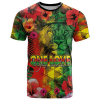 Hawaiian Reggae T Shirt Tropical Plants and Tribal Kakau Tattoo-One Love Jawaiian LT03 Reggae - Polynesian Pride
