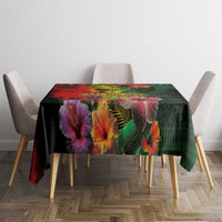 Hawaiian Reggae Tablecloth Tropical Plants and Tribal Kakau Tattoo-One Love Jawaiian LT03 - Polynesian Pride