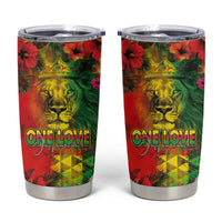 Hawaiian Reggae Tumbler Cup Tropical Plants and Tribal Kakau Tattoo-One Love Jawaiian LT03 Reggae - Polynesian Pride