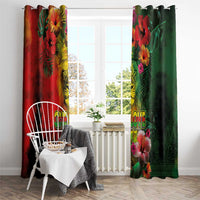 Hawaiian Reggae Window Curtain Tropical Plants and Tribal Kakau Tattoo-One Love Jawaiian LT03 - Polynesian Pride