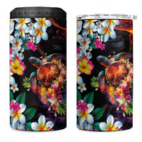 Hawaiian Lei Day 4 in 1 Can Cooler Tumbler Colorful Plumeria and Volcanic Turtle with Abstract Lava Texture LT03 One Size: 16 oz Black - Polynesian Pride