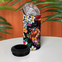 Hawaiian Lei Day 4 in 1 Can Cooler Tumbler Colorful Plumeria and Volcanic Turtle with Abstract Lava Texture LT03 - Polynesian Pride