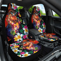 Hawaiian Lei Day Car Seat Cover Colorful Plumeria and Volcanic Turtle with Abstract Lava Texture LT03 One Size Black - Polynesian Pride