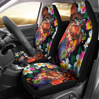 Hawaiian Lei Day Car Seat Cover Colorful Plumeria and Volcanic Turtle with Abstract Lava Texture LT03 - Polynesian Pride