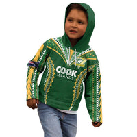 Custom Cook Islands Rugby League Kid Hoodie Tatau Tribal Pattern-Special Edition Green Color LT03 - Polynesian Pride