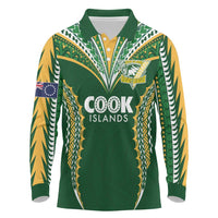Custom Cook Islands Rugby League Long Sleeve Polo Shirt Tatau Tribal Pattern-Special Edition Green Color LT03 Green-Yellow - Polynesian Pride