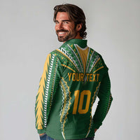 Custom Cook Islands Rugby League Long Sleeve Polo Shirt Tatau Tribal Pattern-Special Edition Green Color LT03 - Polynesian Pride