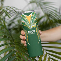 Custom Cook Island Rugby League 2025 Skinny Tumbler Tatau Tribal Pattern-Special Edition Green Color LT03 - Polynesian Pride