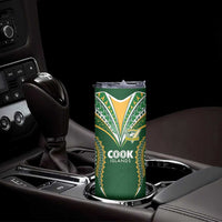 Custom Cook Island Rugby League 2025 Skinny Tumbler Tatau Tribal Pattern-Special Edition Green Color LT03 - Polynesian Pride