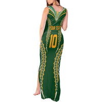 Custom Cook Islands Rugby League Tank Maxi Dress Tatau Tribal Pattern-Special Edition Green Color LT03 - Polynesian Pride