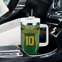 Custom Cook Island Rugby League 2025 Tumbler With Handle Tatau Tribal Pattern-Special Edition Green Color LT03 - Polynesian Pride