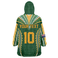 Custom Cook Islands Rugby League Wearable Blanket Hoodie Tatau Tribal Pattern-Special Edition Green Color LT03 - Polynesian Pride