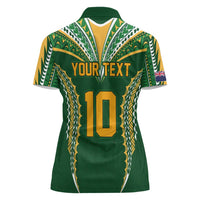 Custom Cook Islands Rugby League Women Polo Shirt Tatau Tribal Pattern-Special Edition Green Color LT03 - Polynesian Pride