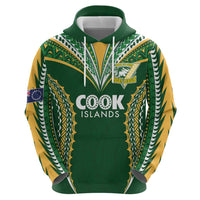 Custom Cook Islands Rugby League Zip Hoodie Tatau Tribal Pattern-Special Edition Green Color LT03 - Polynesian Pride