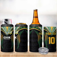 Custom Cook Island Rugby League 2025 4 in 1 Can Cooler Tumbler Tatau Tribal Pattern-Special Edition Black Color LT03 - Polynesian Pride