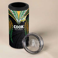 Custom Cook Island Rugby League 2025 4 in 1 Can Cooler Tumbler Tatau Tribal Pattern-Special Edition Black Color LT03 - Polynesian Pride