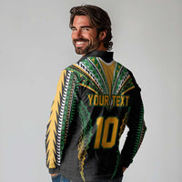 Custom Cook Islands Rugby League Long Sleeve Polo Shirt Tatau Tribal Pattern-Special Edition Black Color LT03 - Polynesian Pride