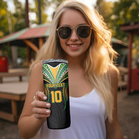 Custom Cook Island Rugby League 2025 Skinny Tumbler Tatau Tribal Pattern-Special Edition Black Color LT03 - Polynesian Pride