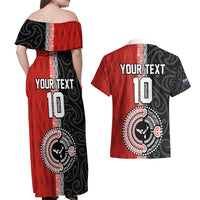 Custom Tonga and New Zealand Rugby Couples Matching Off Shoulder Maxi Dress and Hawaiian Shirt Maori Mix Ngatu Pattern LT03 - Polynesian Pride