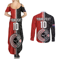 Custom Tonga and New Zealand Rugby Couples Matching Summer Maxi Dress and Long Sleeve Button Shirt Maori Mix Ngatu Pattern LT03 - Polynesian Pride