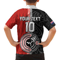 Custom Tonga and New Zealand Rugby Family Matching Long Sleeve Bodycon Dress and Hawaiian Shirt Maori Mix Ngatu Pattern LT03 - Polynesian Pride
