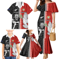Custom Tonga and New Zealand Rugby Family Matching Mermaid Dress and Hawaiian Shirt Maori Mix Ngatu Pattern LT03 - Polynesian Pride