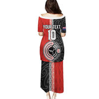Custom Tonga and New Zealand Rugby Family Matching Puletasi and Hawaiian Shirt Maori Mix Ngatu Pattern LT03 - Polynesian Pride