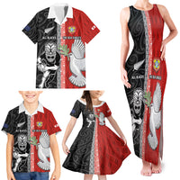 Custom Tonga and New Zealand Rugby Family Matching Tank Maxi Dress and Hawaiian Shirt Maori Mix Ngatu Pattern LT03 - Polynesian Pride